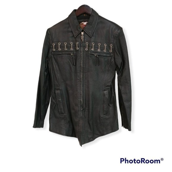 Women's Medium M Harley-Davidson Leather Jacket (Fabric on Back) - Picture 1 of 6